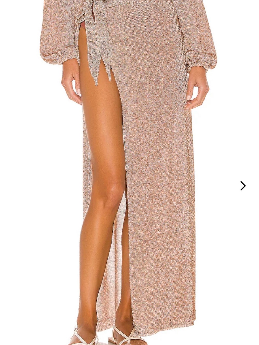 Lovers and Friends Beige Maxi Wrap Skirt with High Slit S